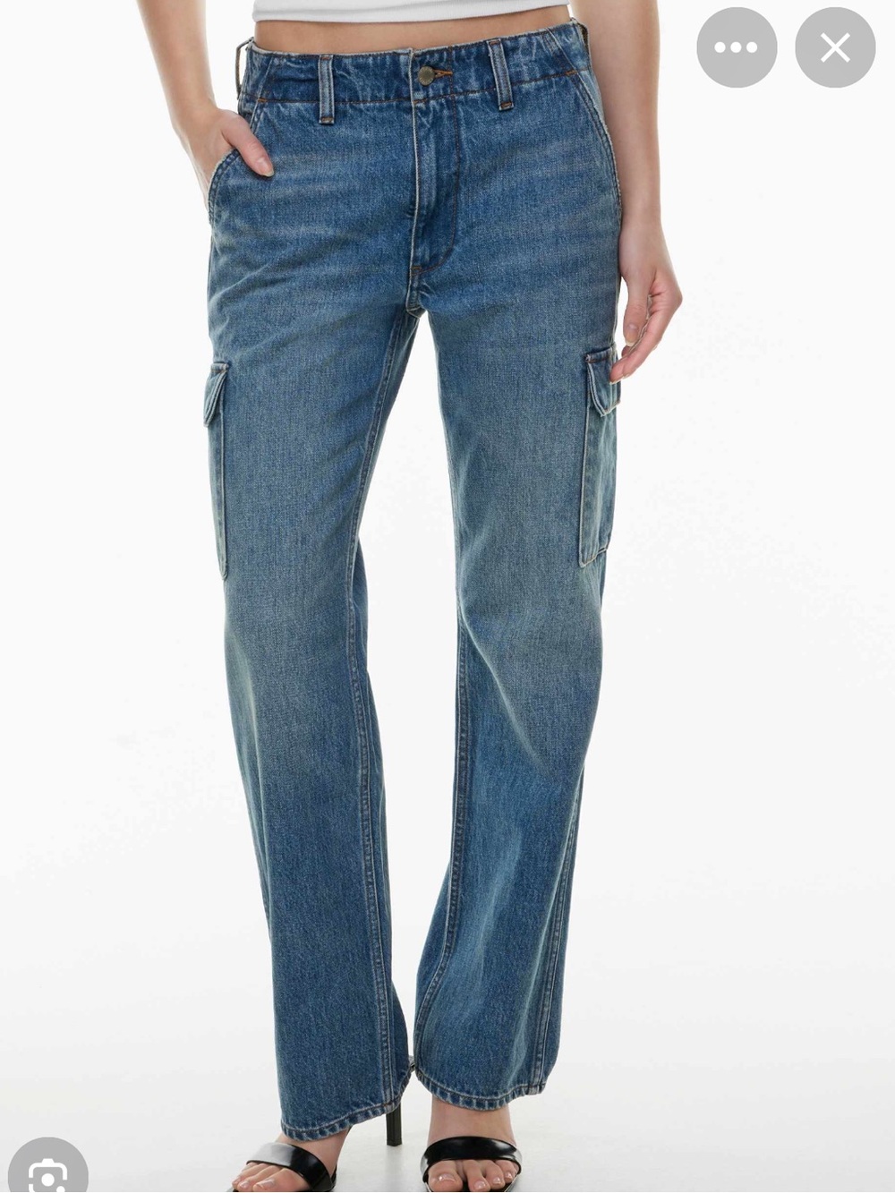 Denim Forum Women's Relaxed Blue Cargo Jeans Sz:26